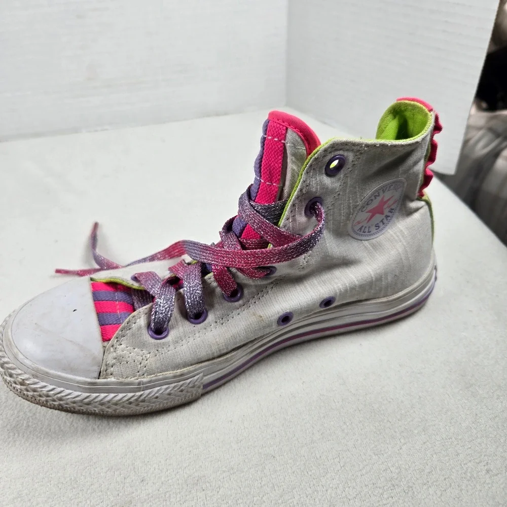 Converse All Star Chuck Taylor Loophoes High‎ Top Sneakers White Youth Sz3